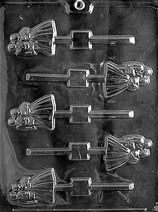 BRIDE & GROOM Lollipop chocolate mold; bride and groom lollipop.