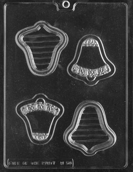 Wedding Bell Pour Box mold W058, bell-shaped chocolate container with gentle curves and defined rim; classic wedding style.