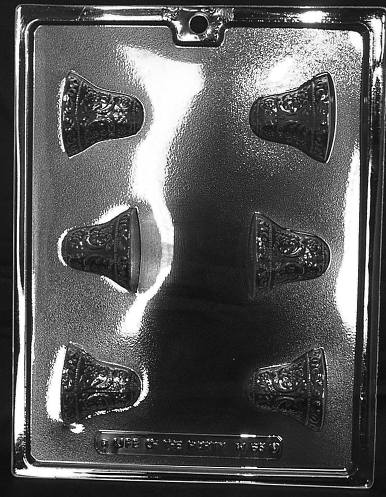 Wedding Bell 3D mold W065, small freestanding chocolate bell; rounded body with defined top, miniature proportions.