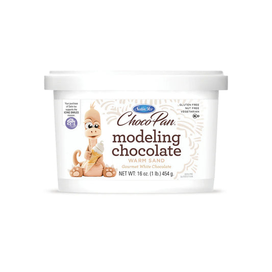 Satin Ice ChocoPan warm sand modeling chocolate tub, 16 oz, white chocolate.