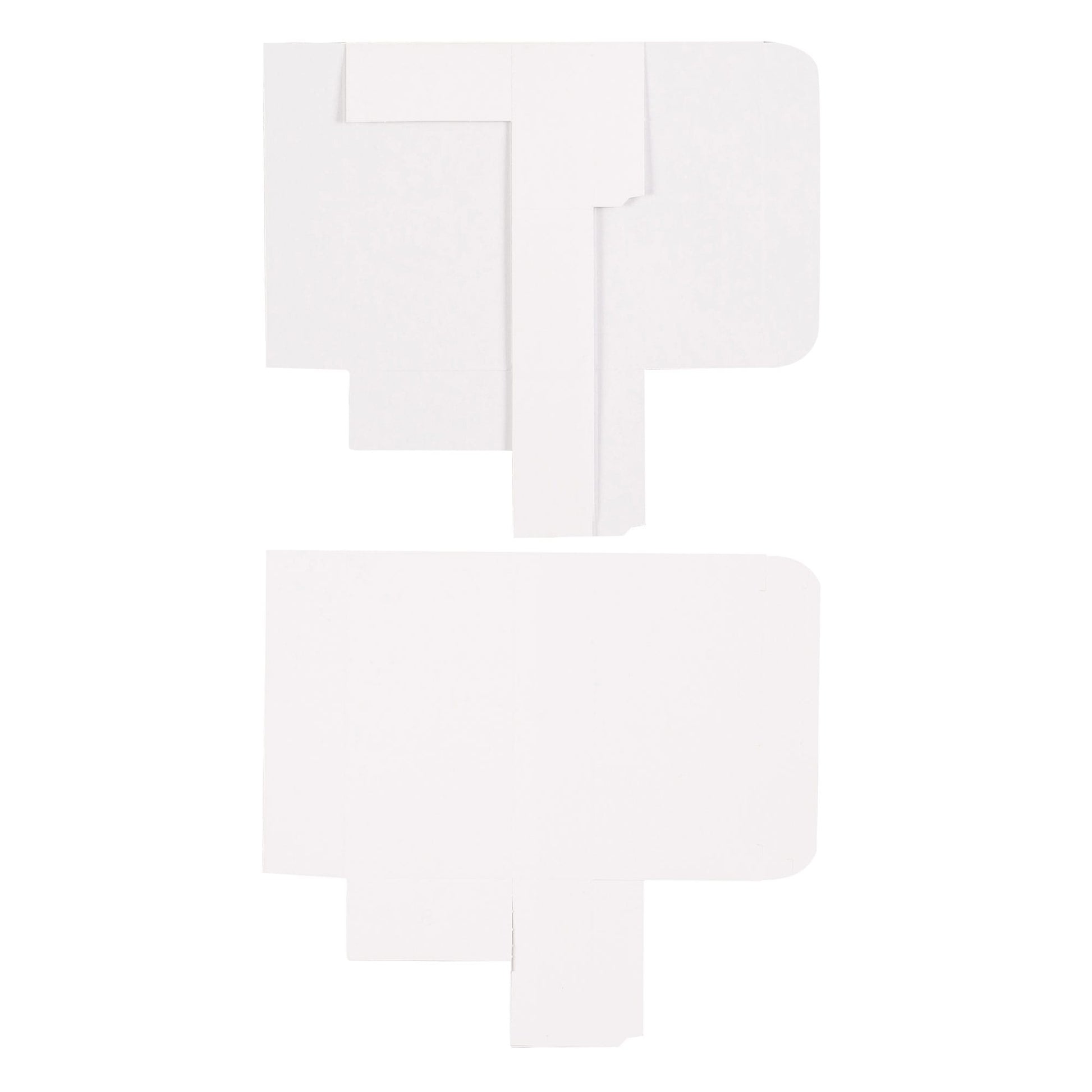 Flat layout of white 1/4 lb candy box before assembly, showing foldable one-piece design for quick setup.