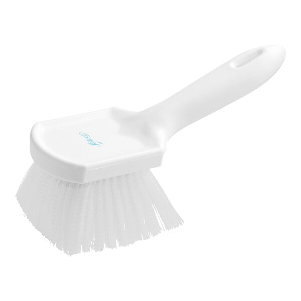 Ateco 9-inch white utility brush with durable 2-inch nylon bristles and a high-impact plastic handle for cleaning baking pans and surfaces.