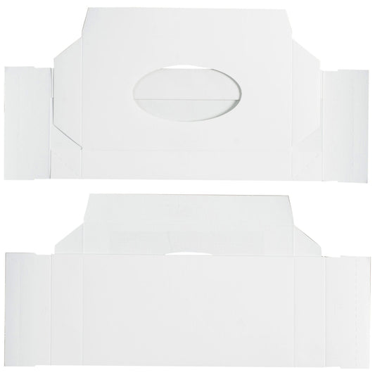 White candy box with window, flattened in an unassembled layout to show its construction. 1-piece, 1/2 lb capacity for candy or fudge