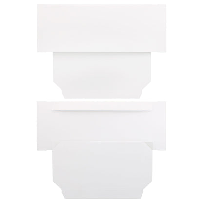 Flat layout of an unfolded white candy box, showing its one-piece construction for easy assembly.