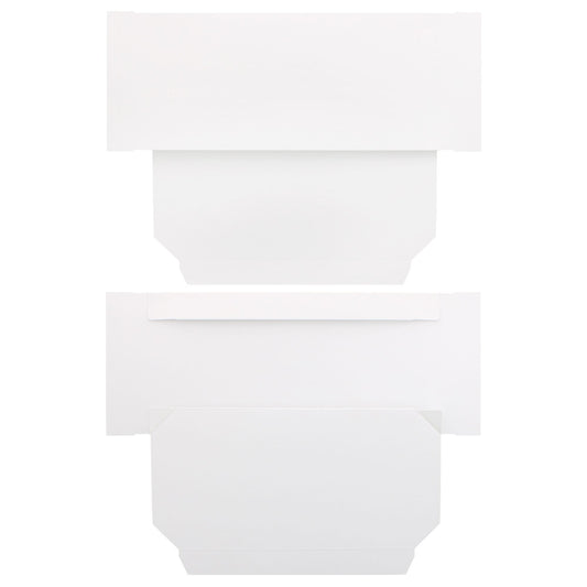 Flat layout of an unfolded white candy box, showing its one-piece construction for easy assembly.
