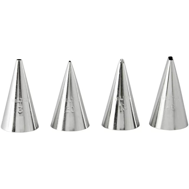 Wilton Writing Tip 4-Piece Set (Tips 3, 301, 13, 46)