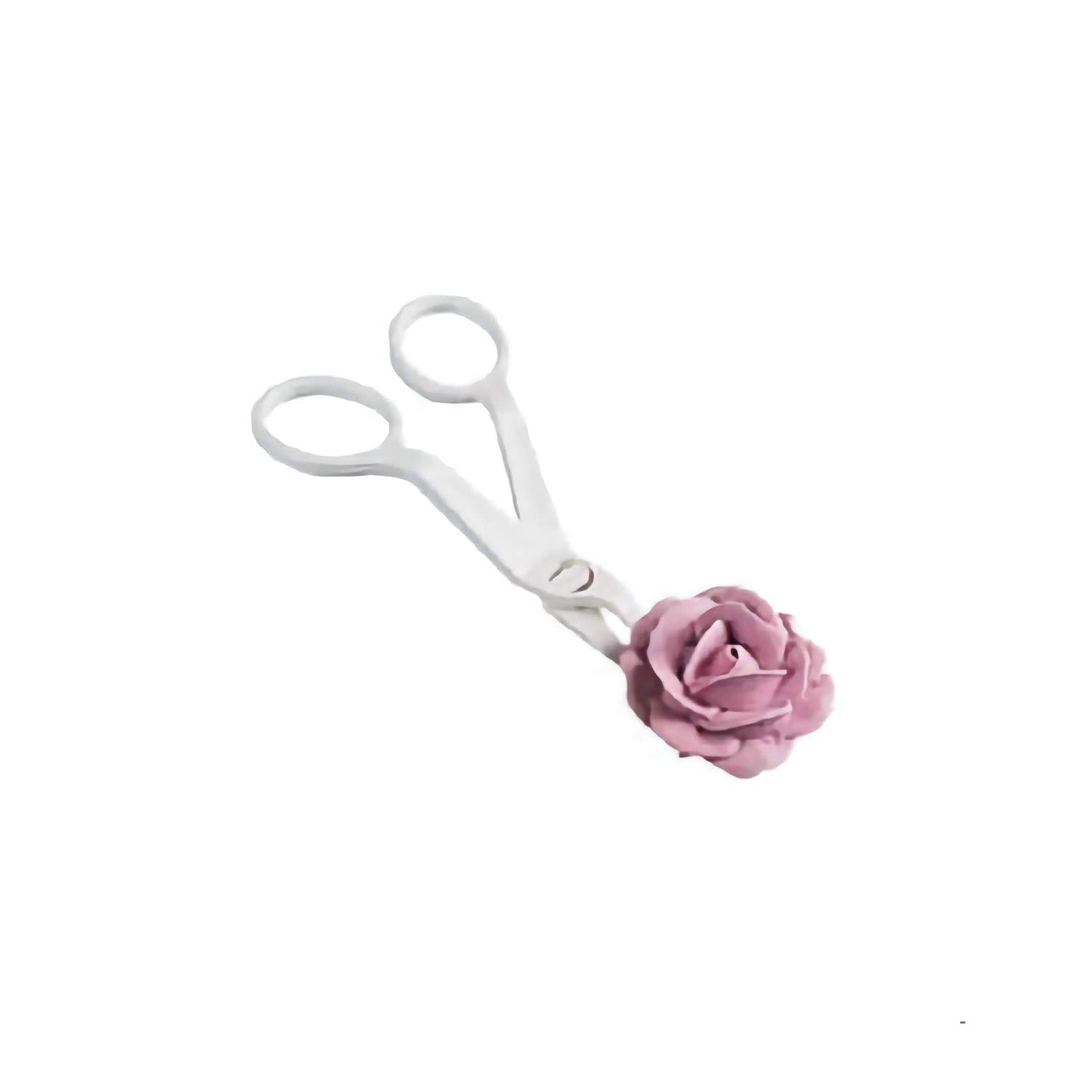 Buttercream flower lifter tool with a pink buttercream flower, designed for transferring decorations from nail to cake without damage.