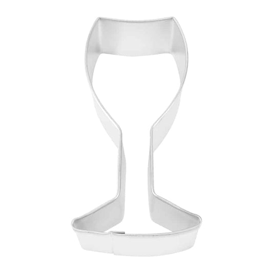 Metal wine glass-shaped cookie cutter, designed for creating elegant and fun cookies.