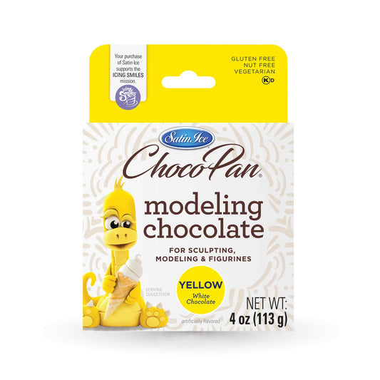 Satin Ice ChocoPan yellow modeling chocolate box, 4 oz, white chocolate for modeling.
