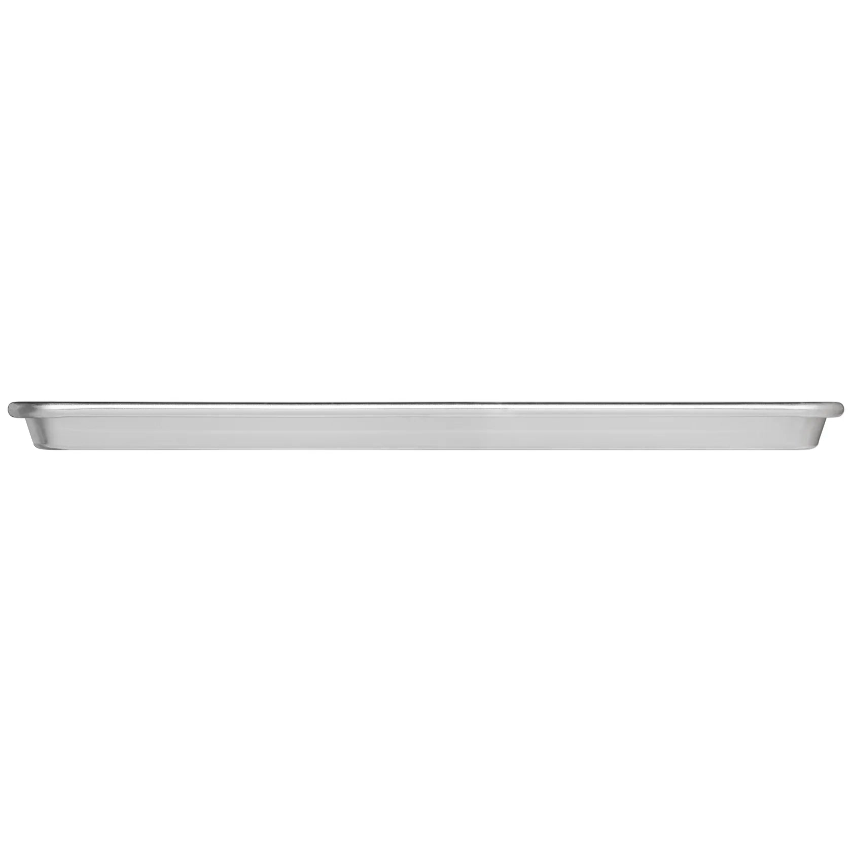 Side profile of aluminum quarter sheet pan showing its 1-inch depth