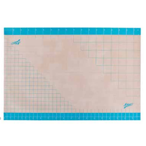 Fondant Workmat 24 x 36 with blue grid lines on non-stick surface, ideal for rolling out fondant or gum paste, with dimensions 36 x 24 inches.