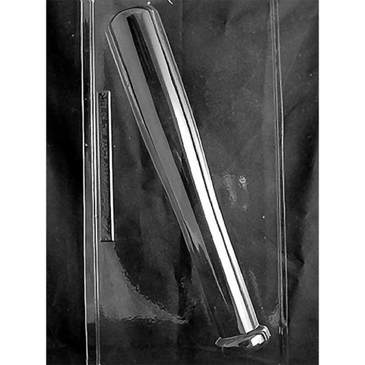 Clear plastic baseball bat chocolate mold with one oversized 14-inch bat-shaped cavity