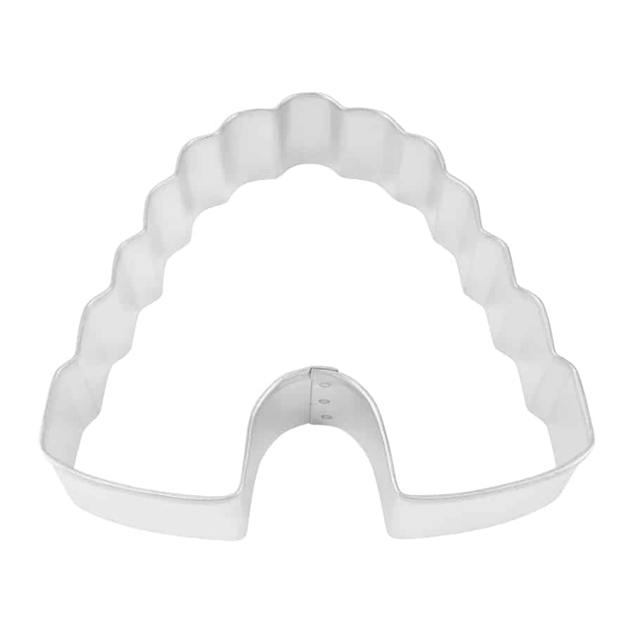 Beehive Cookie Cutter made of tinplated steel, featuring a scalloped, classic beehive shape.