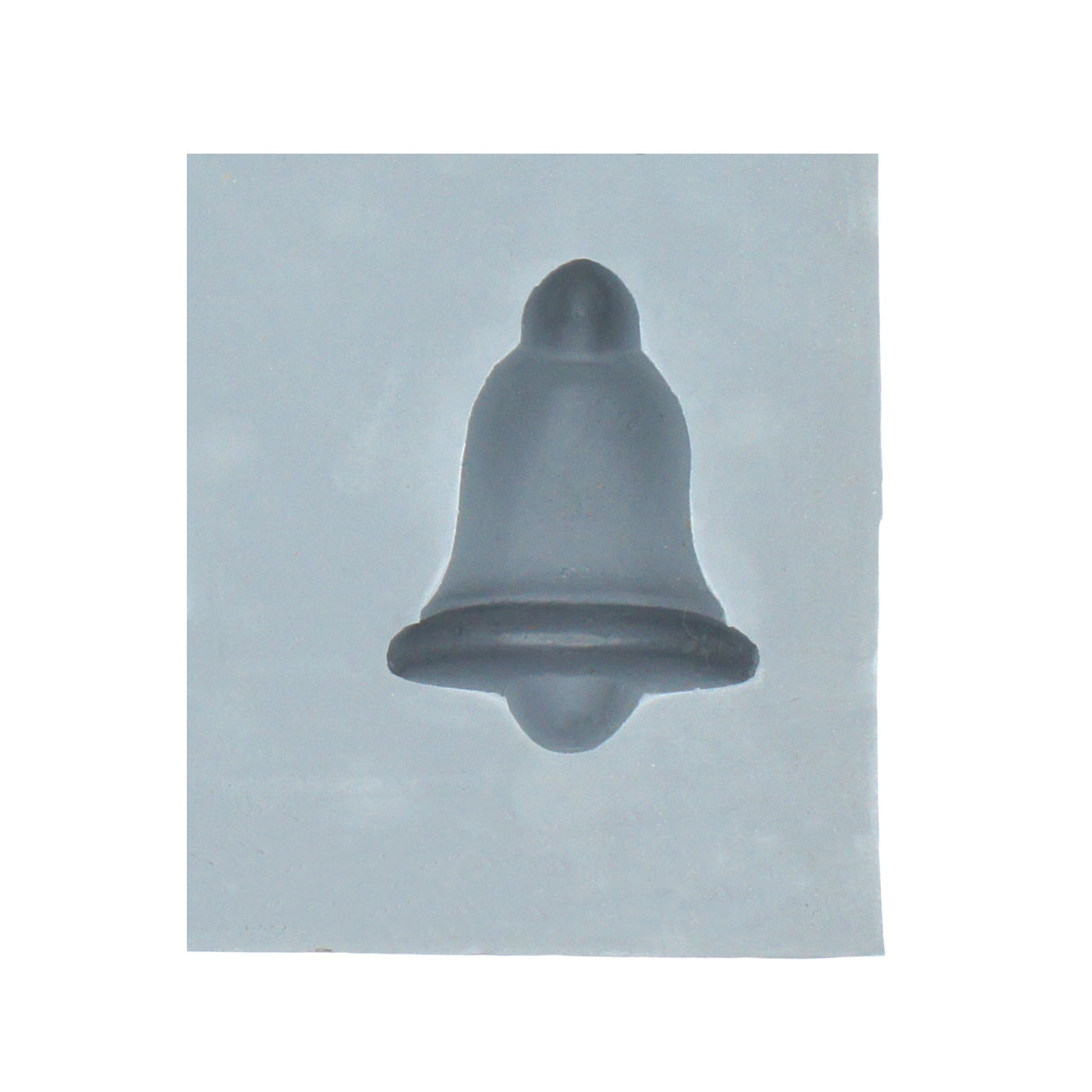 Close-up of a single cavity from the Bell Rubber Mint Mold, showing a traditional bell shape ideal for mints, chocolate, or fondant.
