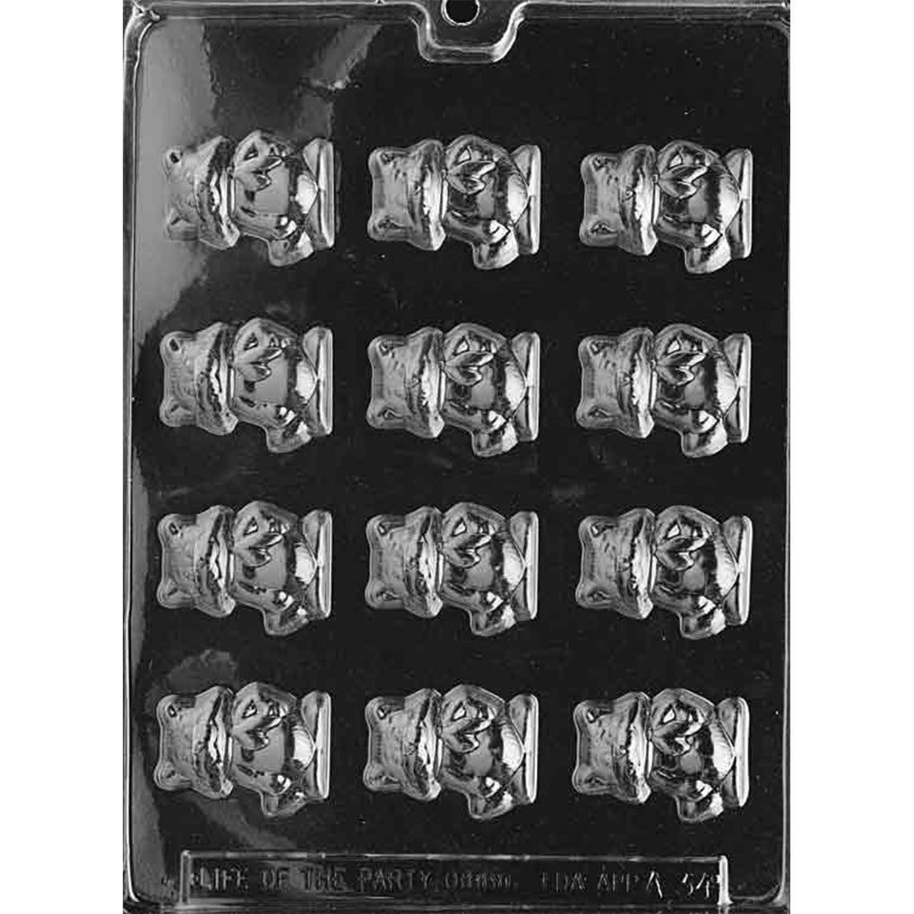 Bite Size Kittens chocolate mold with 12 matching seated kitten cavities featuring raised faces and paws