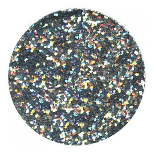 Black Magic Galaxy Glitter Dust color swatch showing dark black glitter with rainbow sparkle