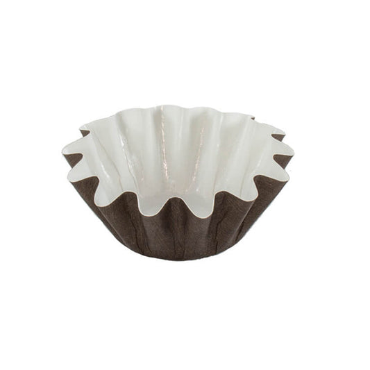 Brown Novacart Floret Baking Cup with white interior, designed for brioche, cupcakes, and muffins.