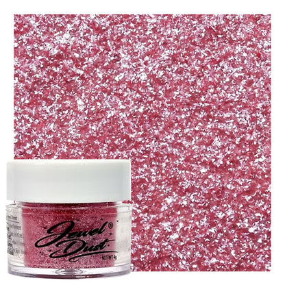 Burgundy Jewel Dust edible glitter jar with metallic shimmer swatch for cakes, cupcakes, and sweets.