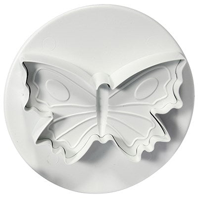 Top-down view of butterfly plunger cutter showing detailed wing pattern and embossing design.