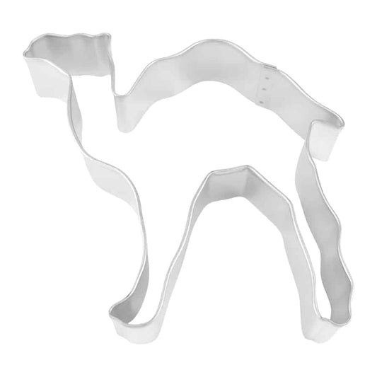 Metal camel-shaped cookie cutter with a detailed hump and legs, displayed against a white background.