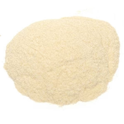 Fine pale powder of confectioner’s pectin shown in a loose pile, used for making vegan jellies and gummies.