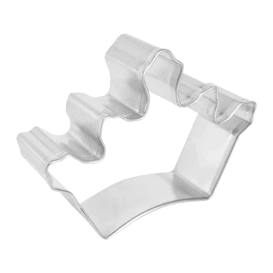 Side view of the crown cookie cutter, showing its curved shape.