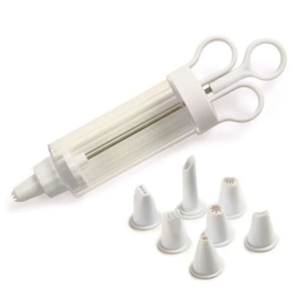 Cupcake injector and decorating set with syringe and 8 tips.