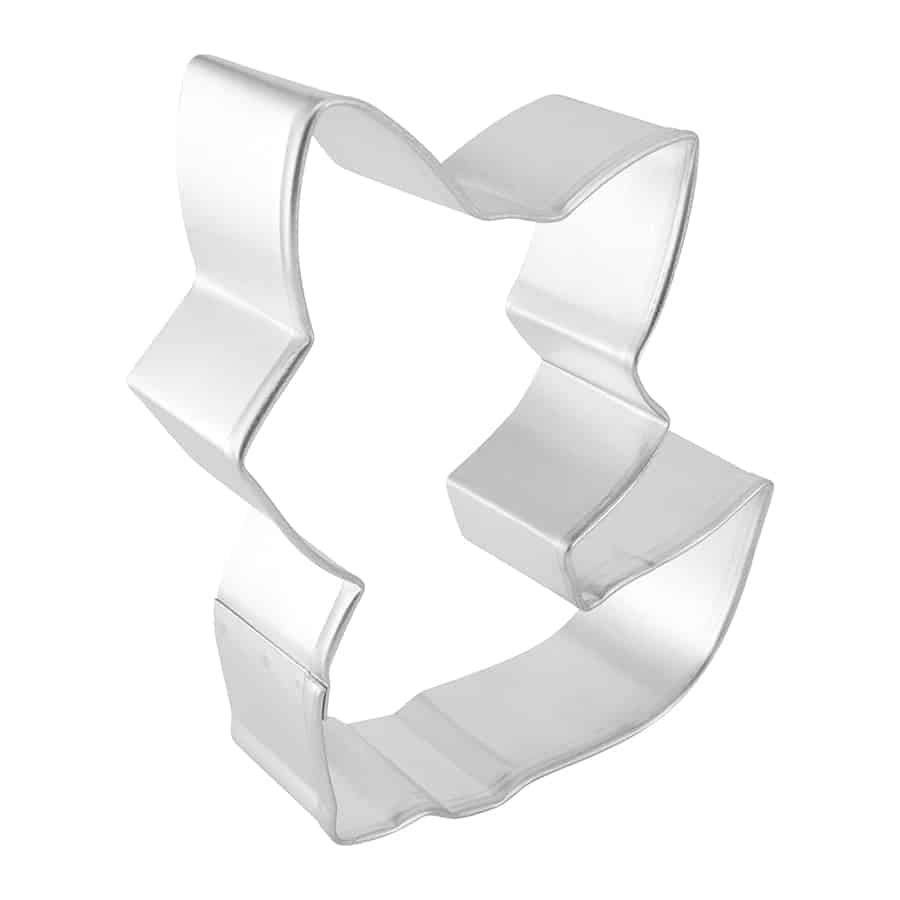 Side-angle view of the fox-shaped cookie cutter, showing its depth and shape.