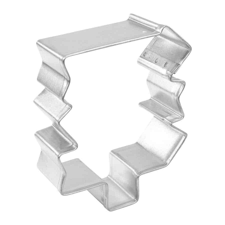 A 3-inch Directional Sign Cookie Cutter made of silver metal, shown from an angled perspective to highlight its depth, structured edges, and sturdy build.