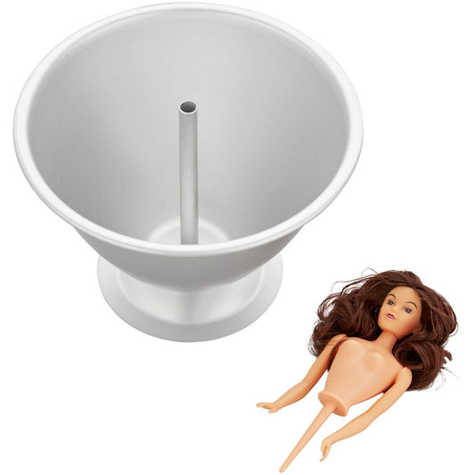 The contents of the Wilton Wonder Mold Pan Set including an aluminum dome pan and a half doll pick.