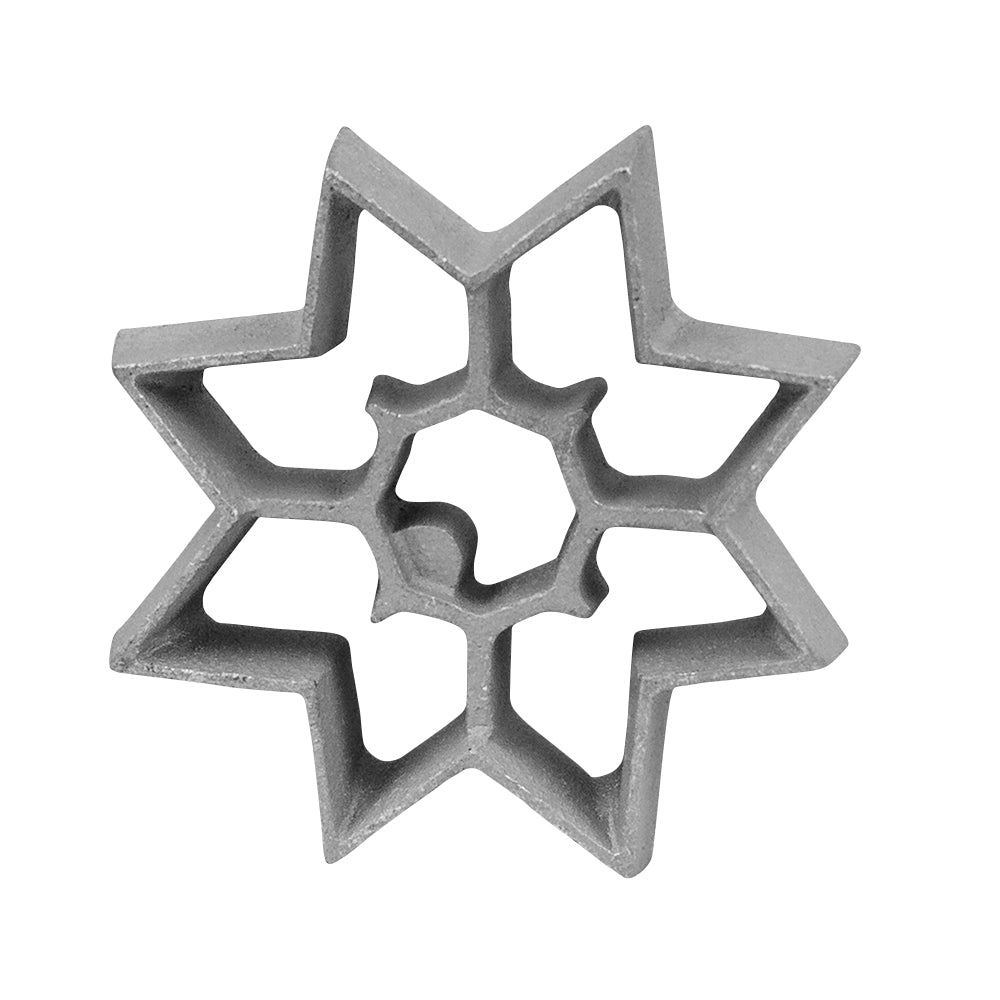 Top view of an 8-pointed star-shaped Timbale mold - A detailed view showcasing the intricate 8-point star design, perfect for creating delicate pastries.