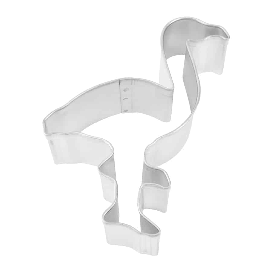 Flamingo Cookie Cutter, 4 inches, with a detailed flamingo shape including legs, neck, and beak.