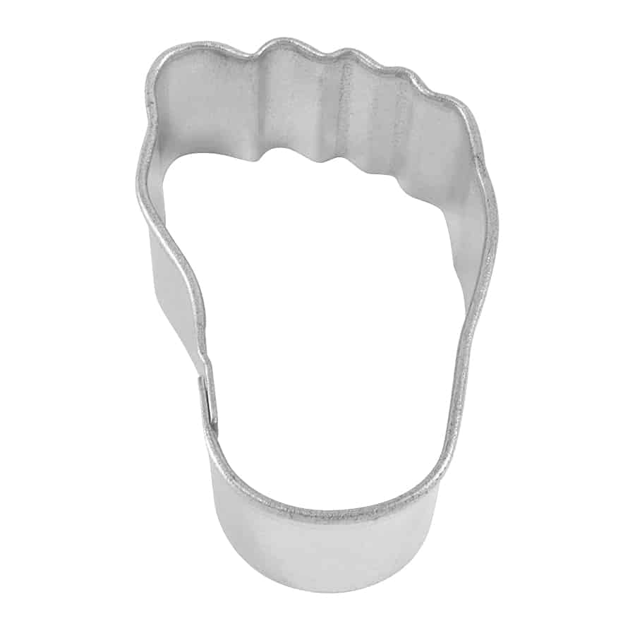 Mini Foot Cookie Cutter made of stainless steel, top view.