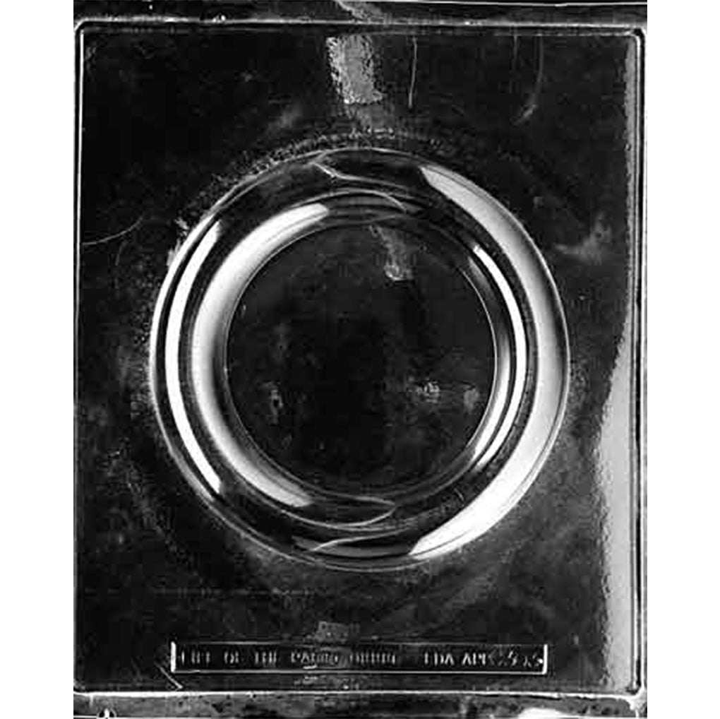 Clear Form for Wreath Chocolate Mold photographed against a black background with one smooth 7 1/4-inch round ring cavity