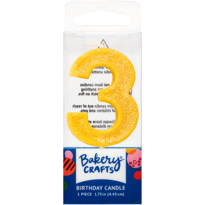 Super Glitter Number Candle #3 - 1.75"