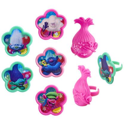 Trolls True Colors Cupcake Topper Rings - 6 Pack