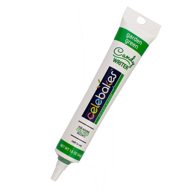 Tube of Celebakes Garden Green Candy Writer for decorating chocolates and candies.