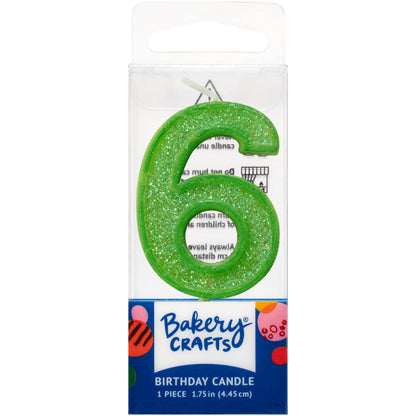 Super Glitter Number Candle #6 - 1.75"