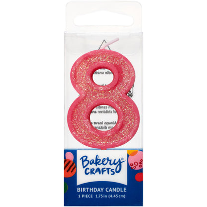 Super Glitter Number Candle #8 - 1.75"