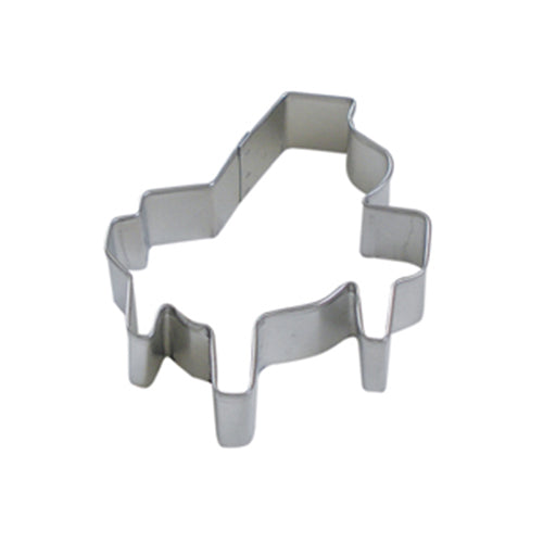 Metal grand piano cookie cutter with a detailed outline, featuring curved and angular edges to resemble a classic baby grand piano.