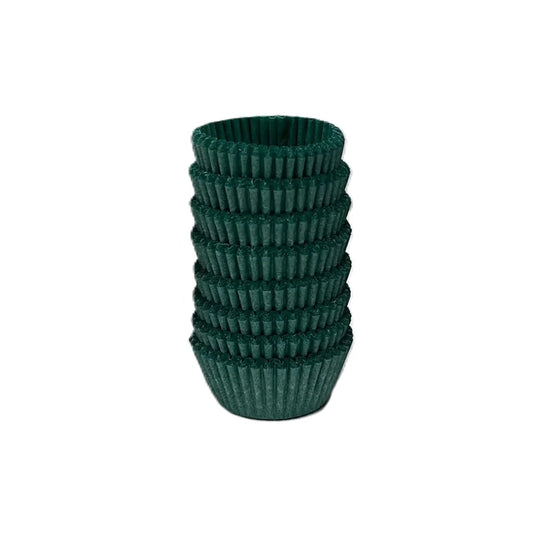 A stack of number 5 green paper candy cups