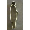 Metal groom-shaped cookie cutter featuring a standing man in a suit with one hand extended, ideal for wedding-themed baking.