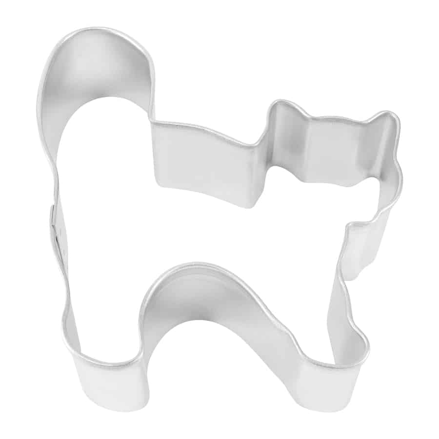 Halloween cat-shaped cookie cutter with detailed edges for precise cuts.