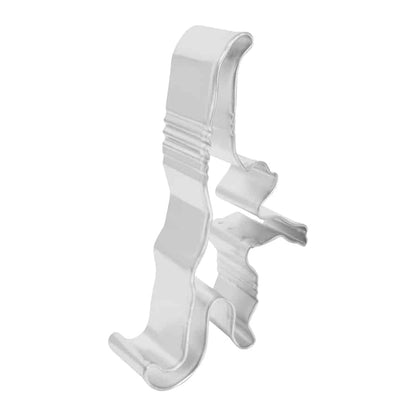 Side view of a 5.25-inch monkey cookie cutter with a 1-inch depth, showing its sturdy steel construction.