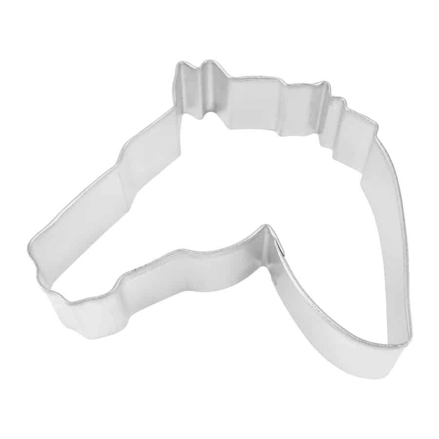 Horse Head Cookie Cutter made of tinplated steel, featuring a detailed horse profile shape.