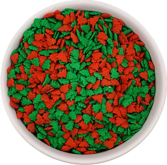 Green and Red Christmas Tree Sprinkles in a Bowl