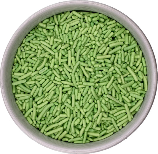 Lime Green Jimmies Sprinkles in a Bowl