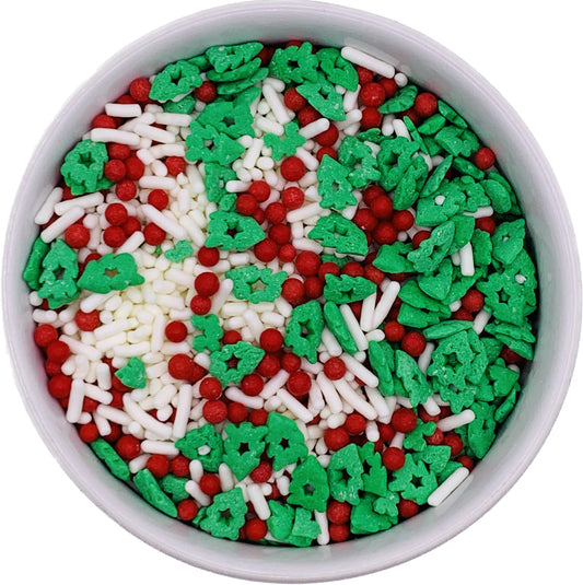 Christmas Tree Sprinkles with Red and White Jimmies