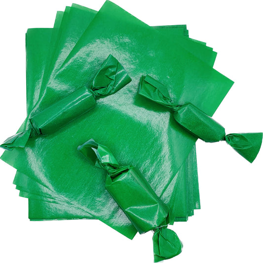 Green Wax Caramel Candy Wrappers with 3 Pieces of Candy