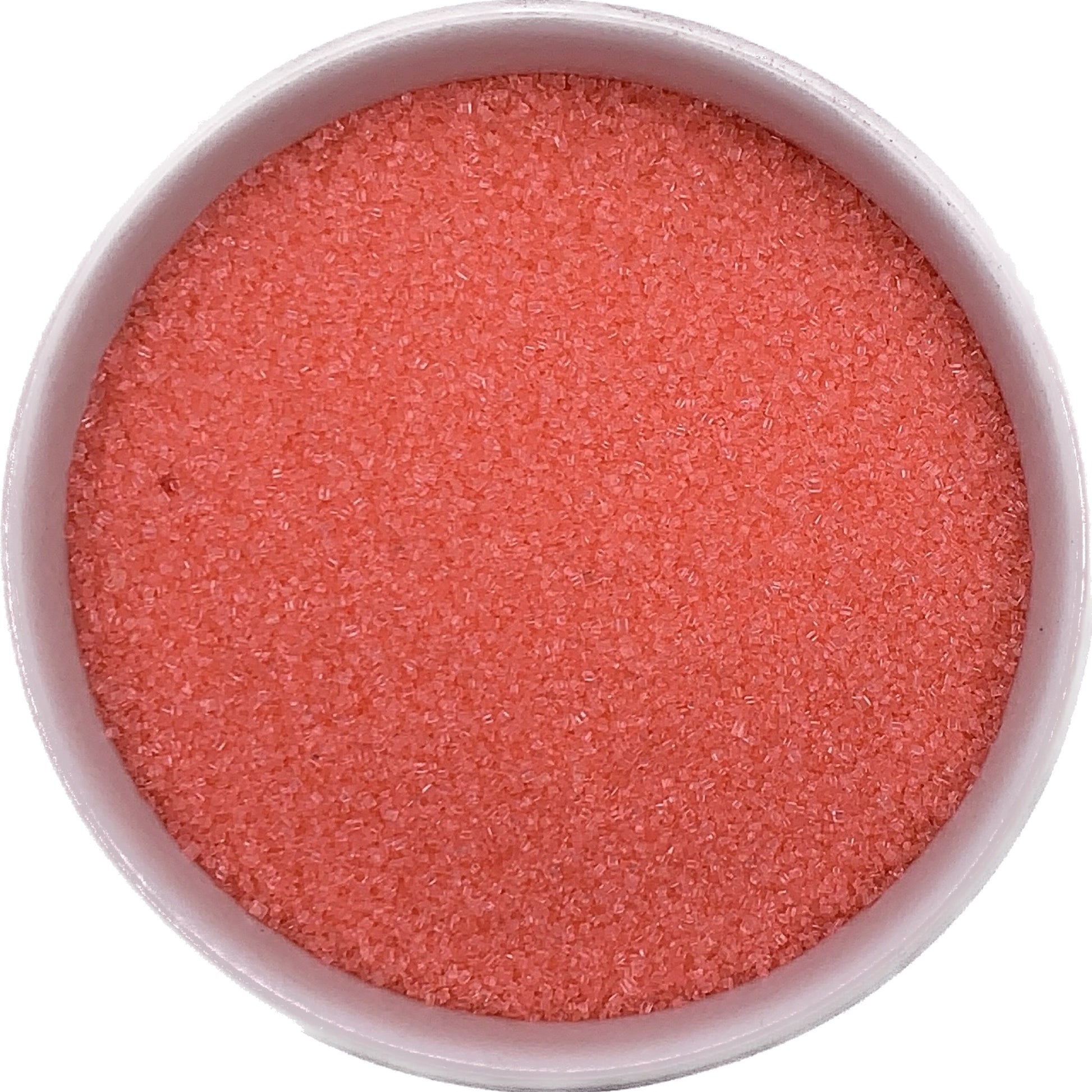 Coral colored fine sanding sugar